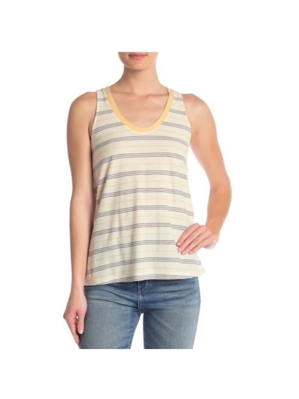 SUSINA Stripe Cinch Back Tank Top